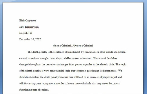 thesis statement about death penalty